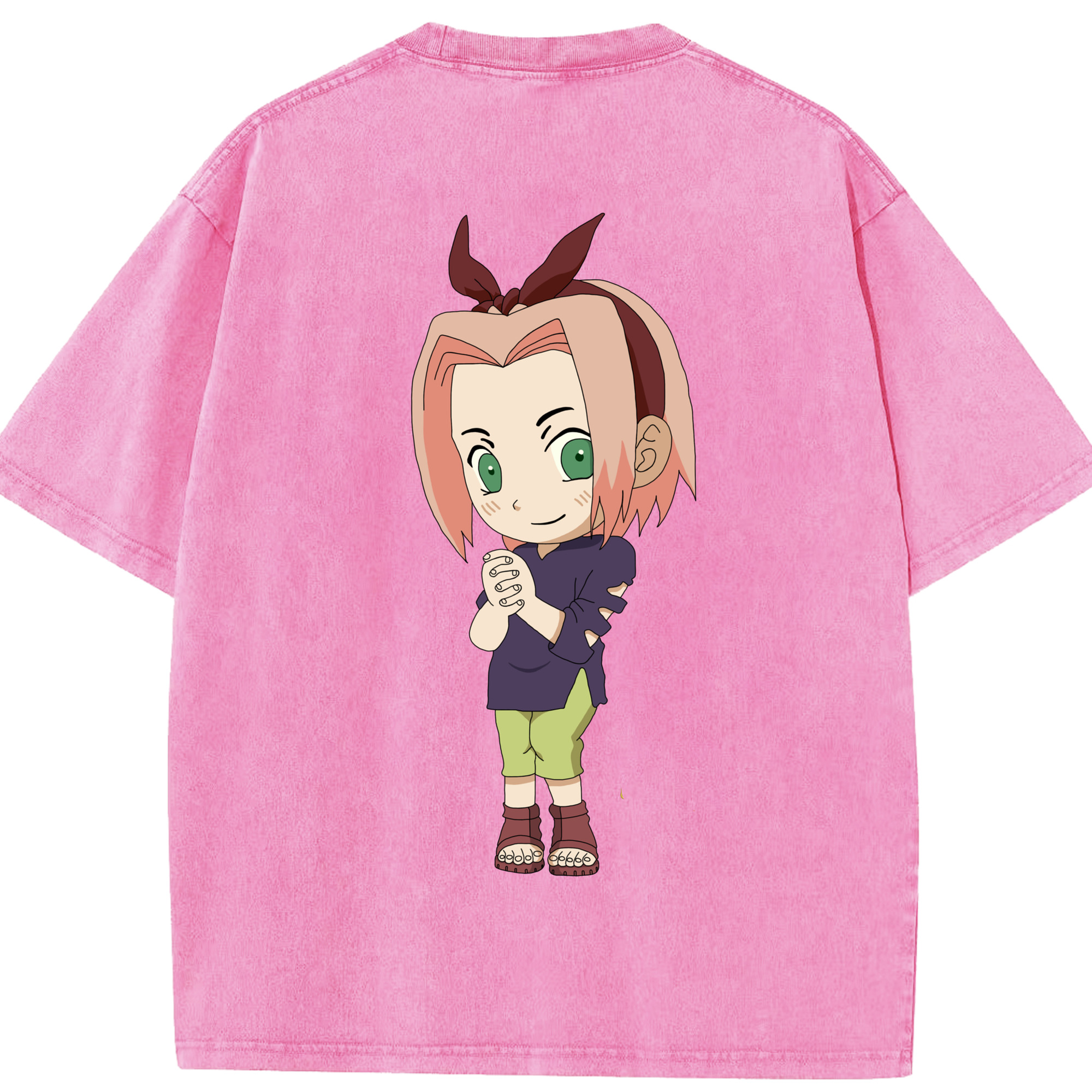 （画像用） NARUTO -ナルト- 春野サクラ Haruno Sakura 綿100% ヴィンテージ風 半袖Tシャツ（背面プリント）